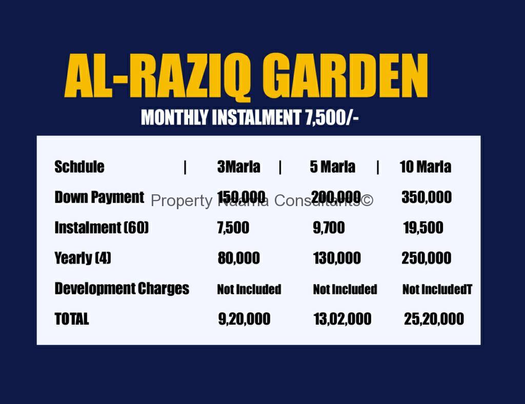 Al-Raziq Garden Lahore | Prices, Location, Installment -Latest Details 2020