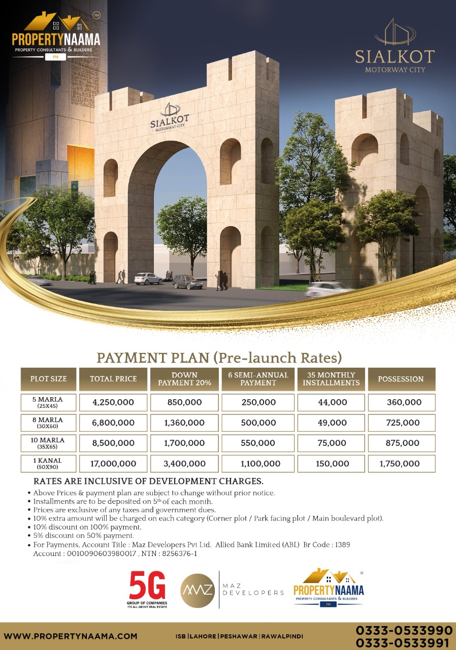 Motorway City Sialkot | Updates | Overview | Payment Plan
