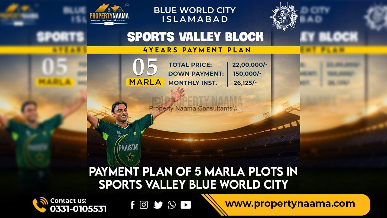 5 Marla Plots in Sports Valley Blue World City