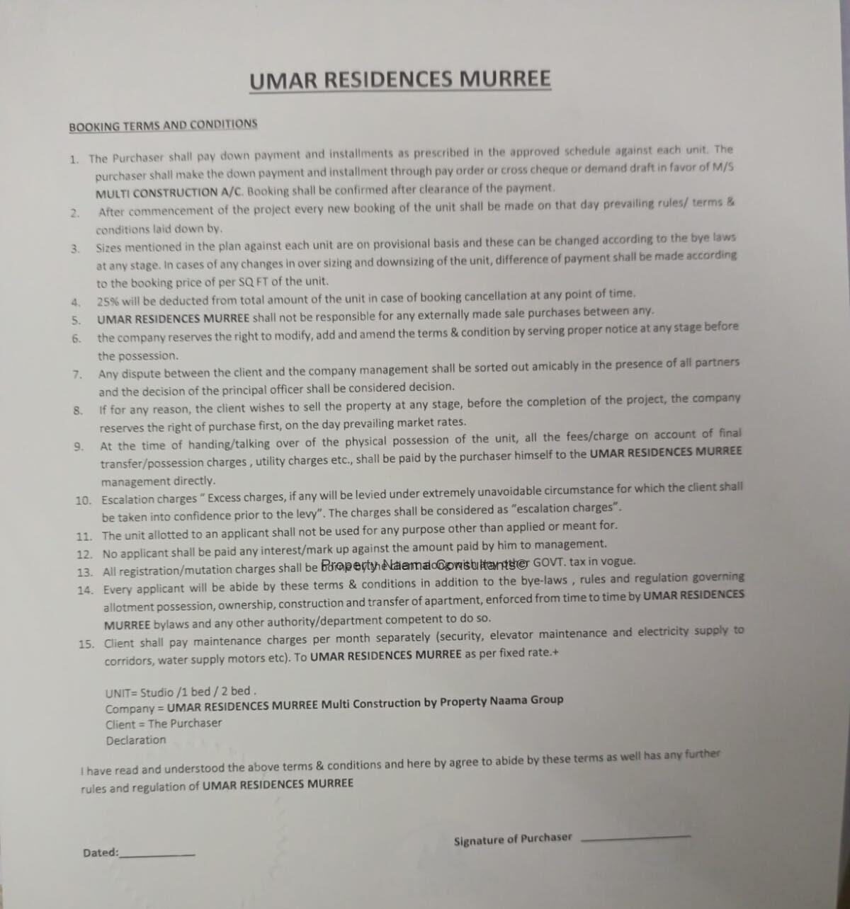 Umar Residences Murree | Location & Map | Floor & Payment Plan