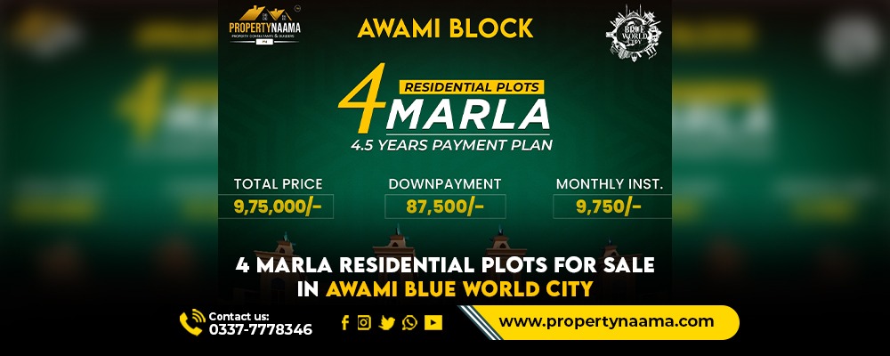 4 Marla Residential Plots for Sale in Awami Blue World City